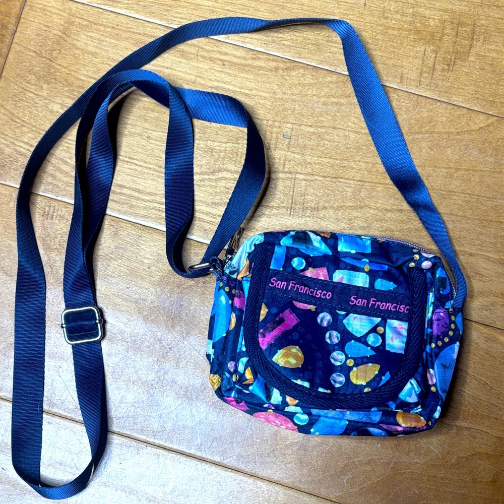 San Francisco Blue Crossbody | Patterned Travel Bag | Adjustable Travel Purse